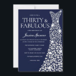 Blaues weißes Navy Dress 30. Fabulous Geburtstagsp Einladung<br><div class="desc">Blaues weißes Navy Dress 30. Fabelhafte Geburtstagsparty Einladung Variationen zur Einladung und passende Artikel in unserem Shop</div>