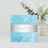 Blaues weißes Party für Leuchten Einladung (Stehend Vorderseite)