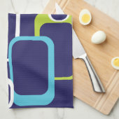 Blaues, weißes Retro-Quadrat-Muster Geschirrtuch (Viertel Falte)