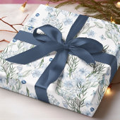 Blaues weißes Schmetterling Wasserfarbenes Blumenm Geschenkpapier