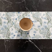 Blaues weißes Schmetterling Wasserfarbenes Blumenm Kurzer Tischläufer