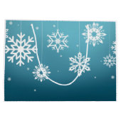 Blaues weißes Schneeflocke-Muster-Weihnachten Große Geschenktüte (Rückseite)