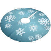 Blaues weißes Schneeflocke-Muster-Weihnachten Polyester Weihnachtsbaumdecke (Schrägansicht)