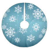 Blaues weißes Schneeflocke-Muster-Weihnachten Polyester Weihnachtsbaumdecke (Vorderseite)