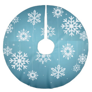 Blaues weißes Schneeflocke-Muster-Weihnachten Polyester Weihnachtsbaumdecke