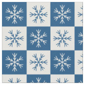 Blaues weißes Schneeflocken Prüfmuster Stoff (Nahaufnahme)