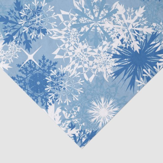 Blaues weißes Schneeflockenpapier Seidenpapier (Detail)