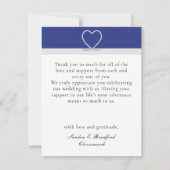 Blaues weißes Seil Herzklopfen Hochzeit Dankeskarte (Rückseite)