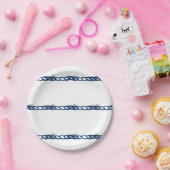 Blaues weißes Seilmuster Party Pappteller (Party)