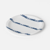 Blaues weißes Seilmuster Party Pappteller (Schrägansicht)