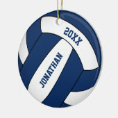 Blaues weißes Sportteam - Jungen Volleyball Keramik Ornament (Links)