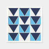 Blaues weißes Triangle geometrisches Muster Serviette (Vorderseite)