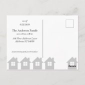 Blaues weißes und Grau bewegen wir Fliegen-Zuhause Postkarte (Rückseite)