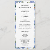 Blaues weißes Wasser Botanische Hochzeit Programm (Vorderseite)