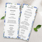 Blaues weißes Wasser Botanische Hochzeit Programm