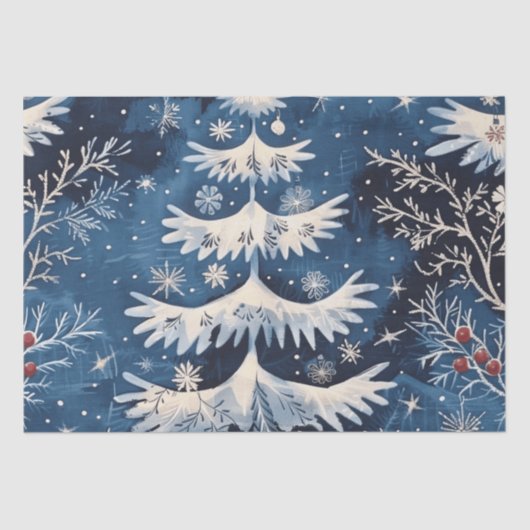 Blaues Weißes Weihnachtsbaum - Holiday Tissue Pape Seidenpapier (Vorderseite)