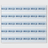 Blaues, weißes Winterwalddesign. Geschenkpapier (Flach)