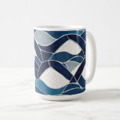 Blaues Wellenmuster 01 Kaffeetasse (VorderseiteRechts)