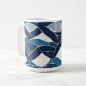 Blaues Wellenmuster 01 Kaffeetasse (Vorderseite Links)