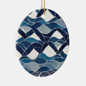 Blaues Wellenmuster 01 Keramik Ornament (Rechts)