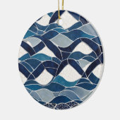 Blaues Wellenmuster 01 Keramik Ornament (Links)