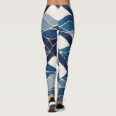 Blaues Wellenmuster 01 Leggings (Rückseite)