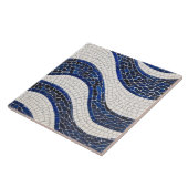 Blaues Wellenmuster 04 Fliese (Seite)