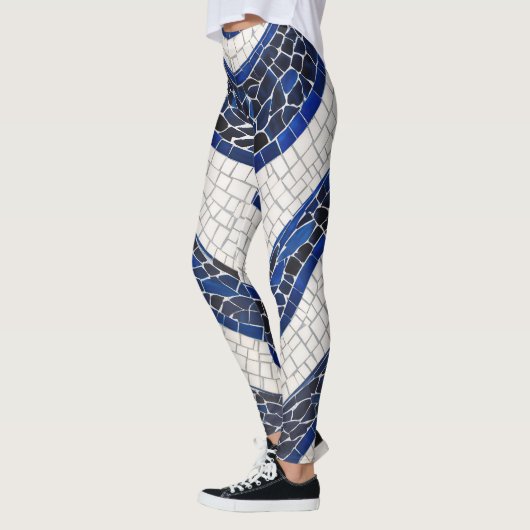 Blaues Wellenmuster 04 Leggings (Links)