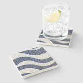 Blaues Wellenmuster 04 Steinuntersetzer (Seitenansicht)