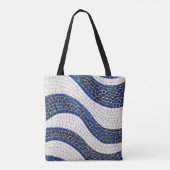 Blaues Wellenmuster 04 Tasche (Rückseite)