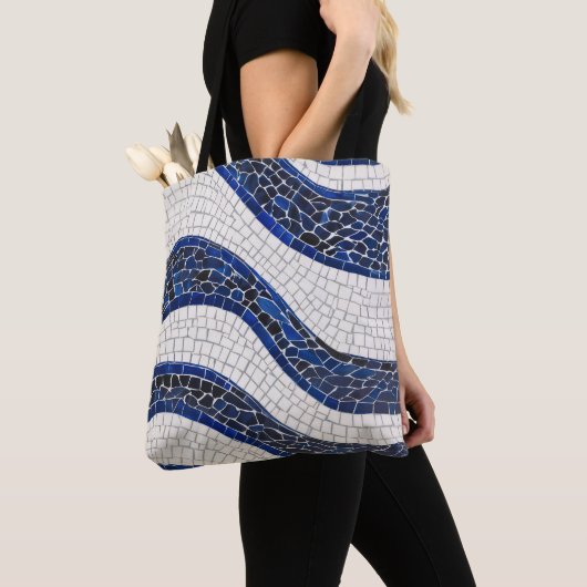 Blaues Wellenmuster 04 Tasche (Von Nahem)
