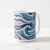 Blaues Wellenmuster 05 Kaffeetasse (VorderseiteRechts)
