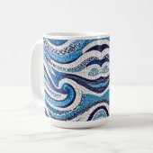 Blaues Wellenmuster 05 Kaffeetasse (Vorderseite Links)