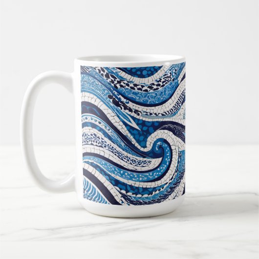 Blaues Wellenmuster 05 Kaffeetasse (Links)