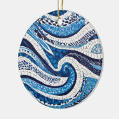 Blaues Wellenmuster 05 Keramik Ornament (Links)