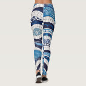 Blaues Wellenmuster 05 Leggings (Rückseite)