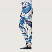 Blaues Wellenmuster 05 Leggings (Links)