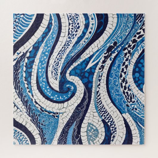 Blaues Wellenmuster 05 Puzzle (Horizontal)