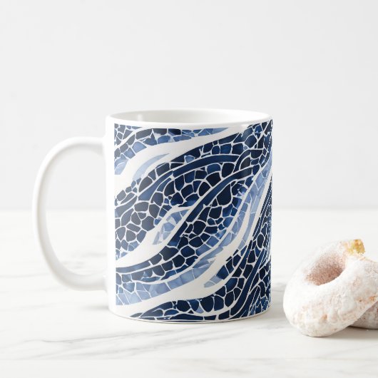 Blaues Wellenmuster 15 Kaffeetasse (Mit Donut)