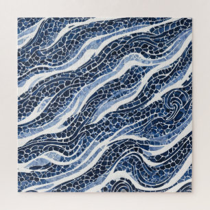 Blaues Wellenmuster 15 Puzzle