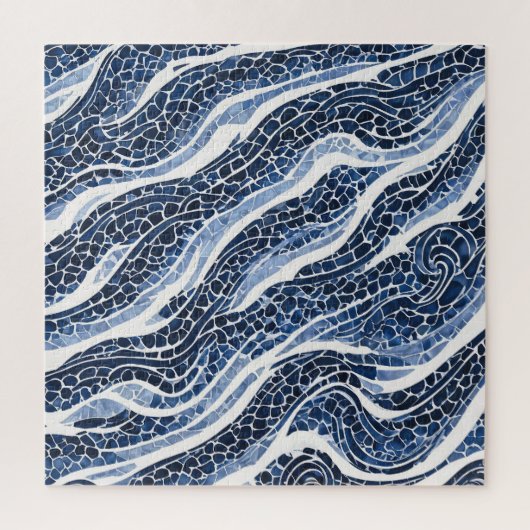 Blaues Wellenmuster 15 Puzzle (Vertikal)