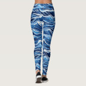 Blaues Wellenmuster Leggings (Rückseite)