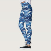 Blaues Wellenmuster Leggings (Links)