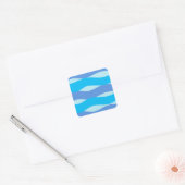 Blaues Wellenmuster Quadratischer Aufkleber (Umschlag)