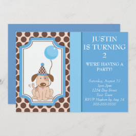 Blaues Welpen-Party Einladung