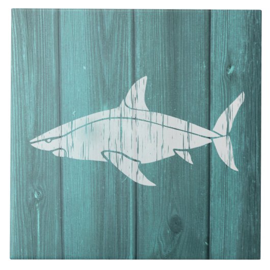 Blaues Wetterboard Shark Design Fliese (Vorderseite)