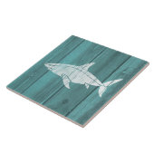 Blaues Wetterboard Shark Design Fliese (Seite)