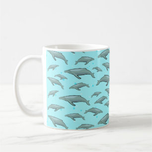 Blaues Whale Muster auf hellblauem Hintergrund Kaffeetasse