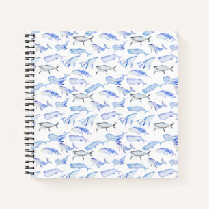 Blaues Whale-Muster Notizbuch