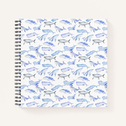 Blaues Whale-Muster Notizbuch (Vorderseite)